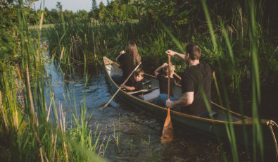 A young family in a canoe